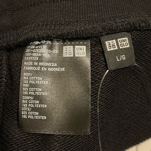 NWT UNIQLO Unisex Black Drawstring Sweatpants with Pockets - Picture 6 of 6